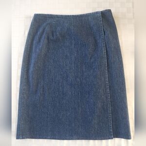 Josephine Chaus Denim Jean Wrap Around Skirt Size 12 EUC $27
